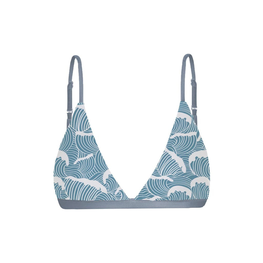 boochen sustainable surf bikini Top Amami style in Ocean Waves print