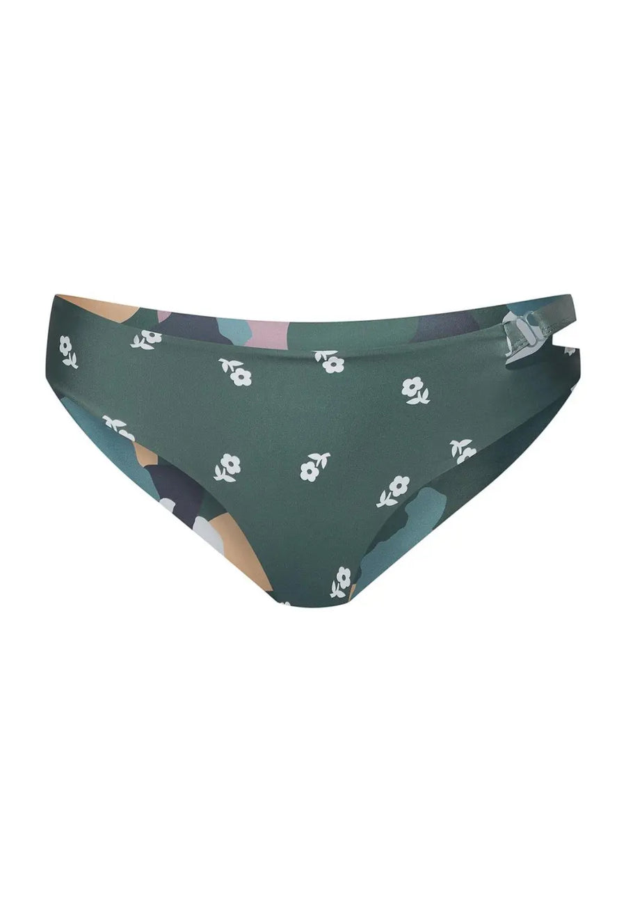 boochen sustainable surf bikini Bottom Caparica style in green flower print