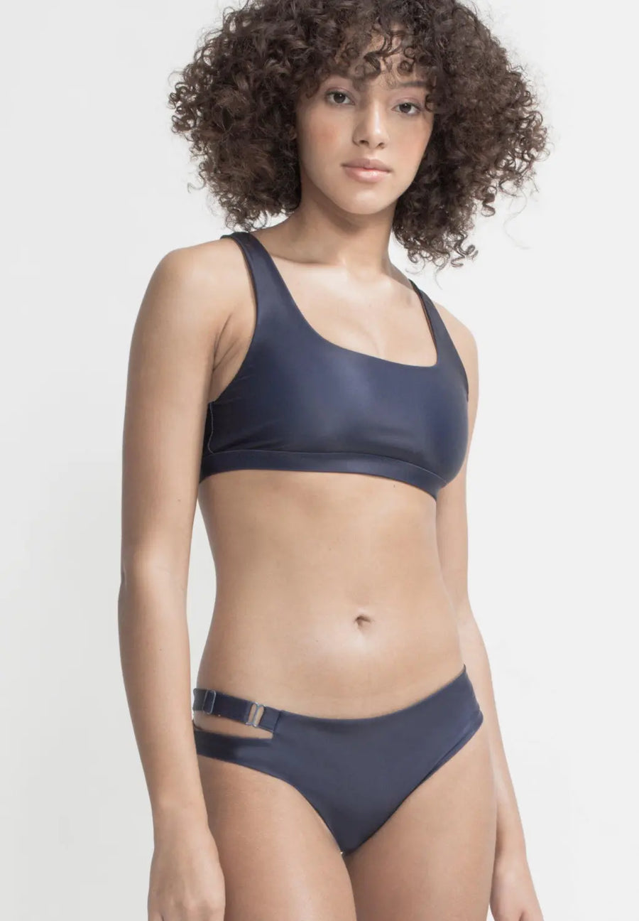 Caparica Bottom Reversible in Dark Blue / Solid Brown - boochen eco-conscious surfwear