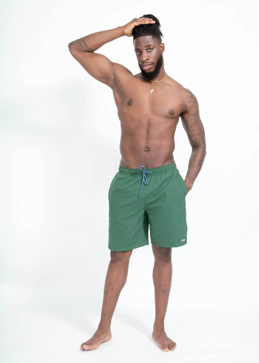 boochen eco man's boardshorts, sustainable boardshorts, beachshorts, nachhaltige badehose green moss