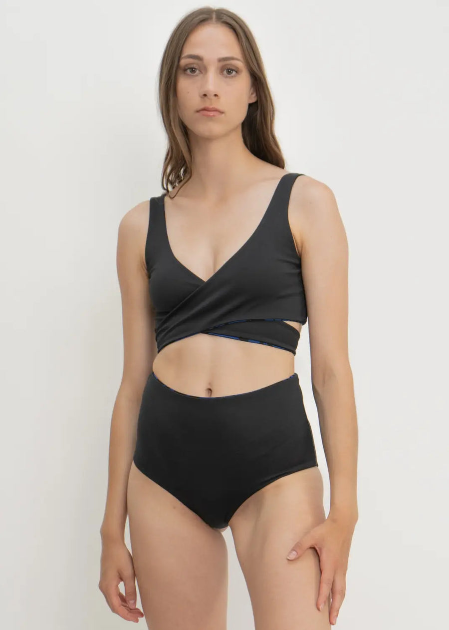 Noja Bottom in Dark Moonflower / Noir - bikini bottom