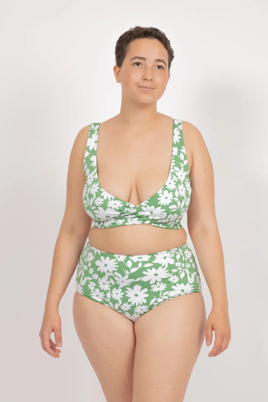 Noja Bottom in Green Moonflower / Mint - bikini bottom