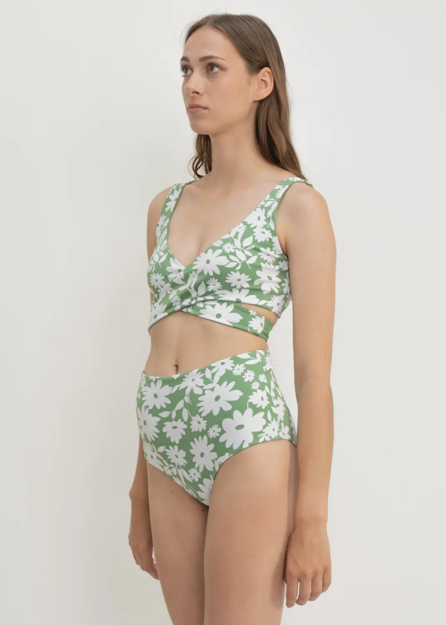 Noja Top in Green Moonflower / Mint - Bikini top