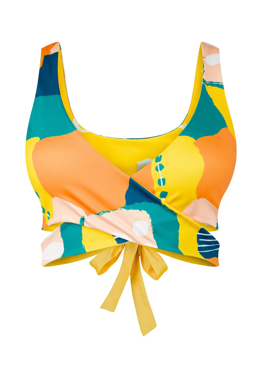 Noja Top in Painting Print / Dolphin - bikini top