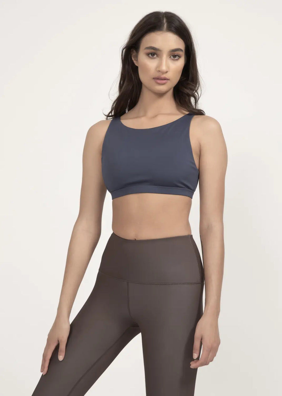 Sports bra Meco in Midnight blue / Mocha - boochen eco-conscious surfwear