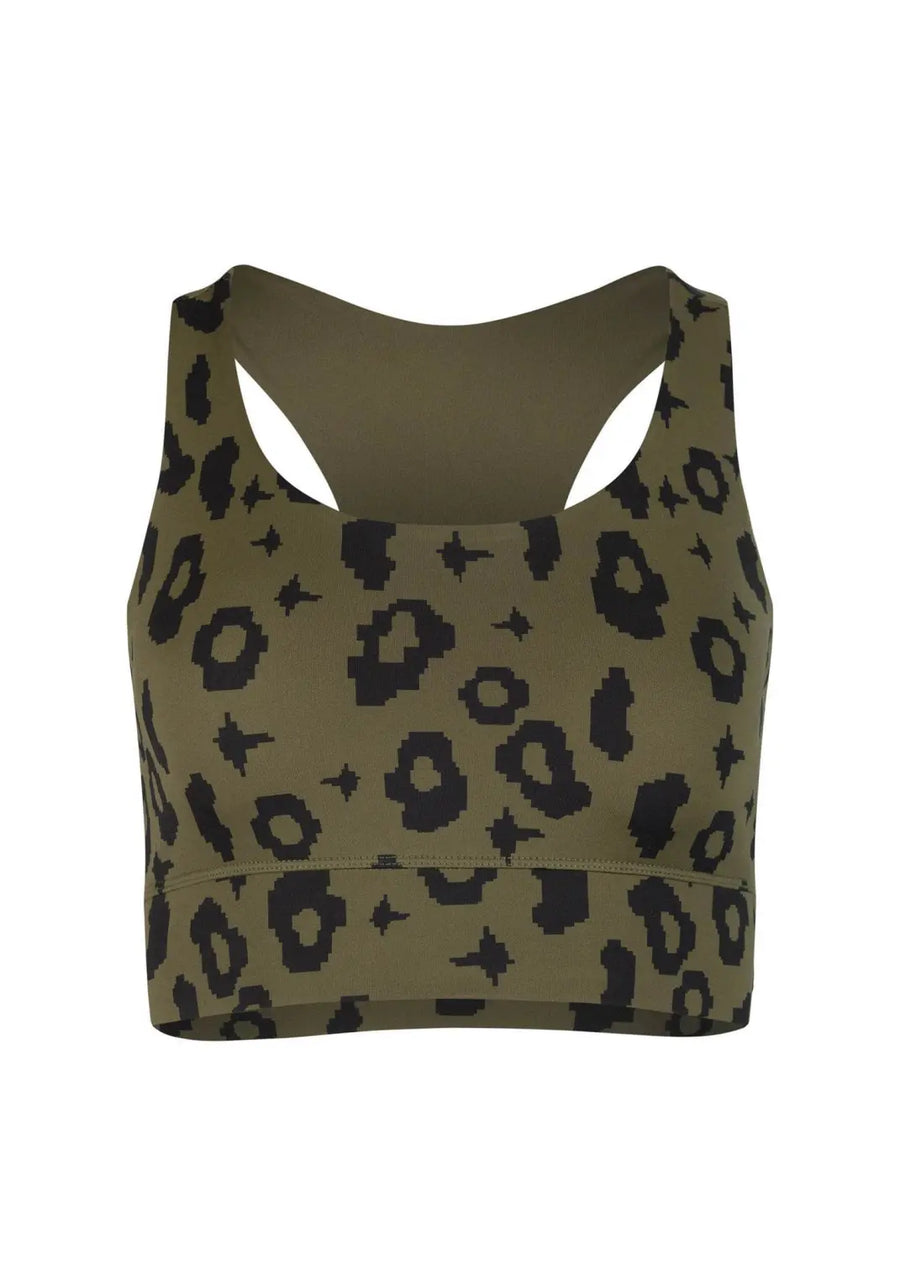 boochen eco-friendly sportsbra, yoga top, sportsbh, sustainable activewear, sustainable sportstop, nachhaltige sportsbh in Green leopard print