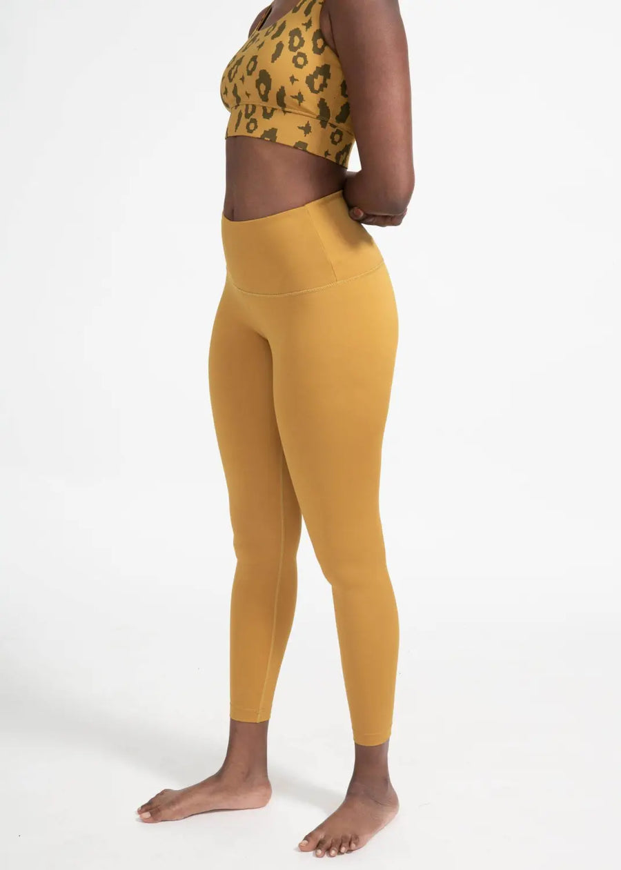 boochen eco-friendly leggings in senf yellow, sustainable fashion, sustainable leggings, yoga, nachhaltige leggings im gelb