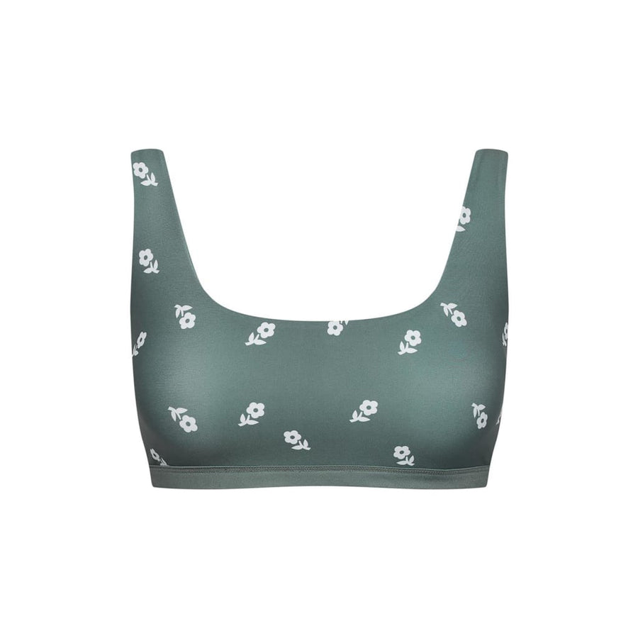 Caparica Bikini Top Reversible in Green Wildflower / Daisy - boochen eco-conscious surfwear