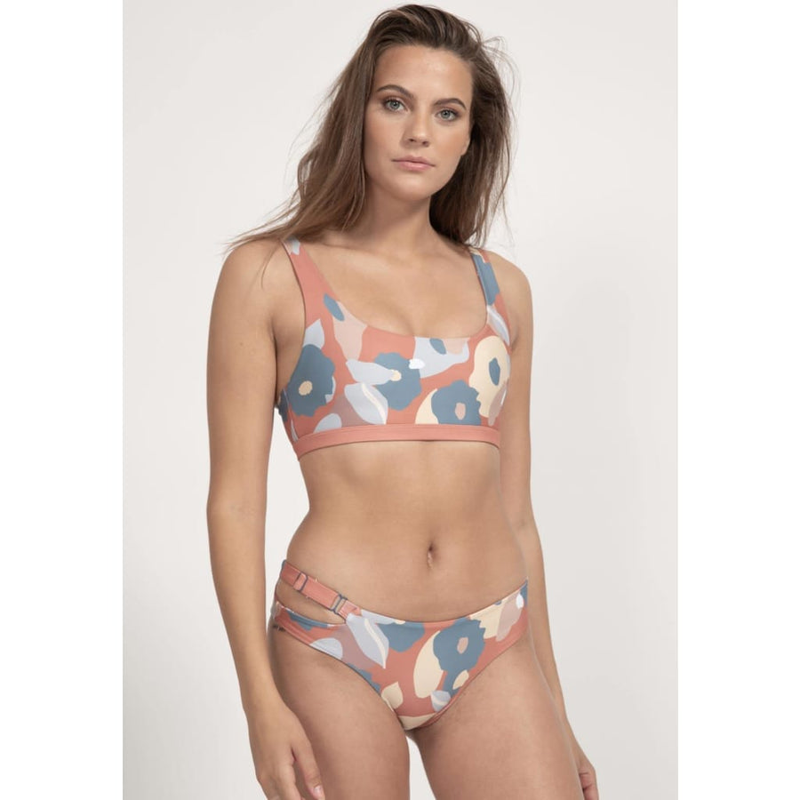 Caparica Bikini Top Reversible in Red Wildflower / Daisy - boochen eco-conscious surfwear