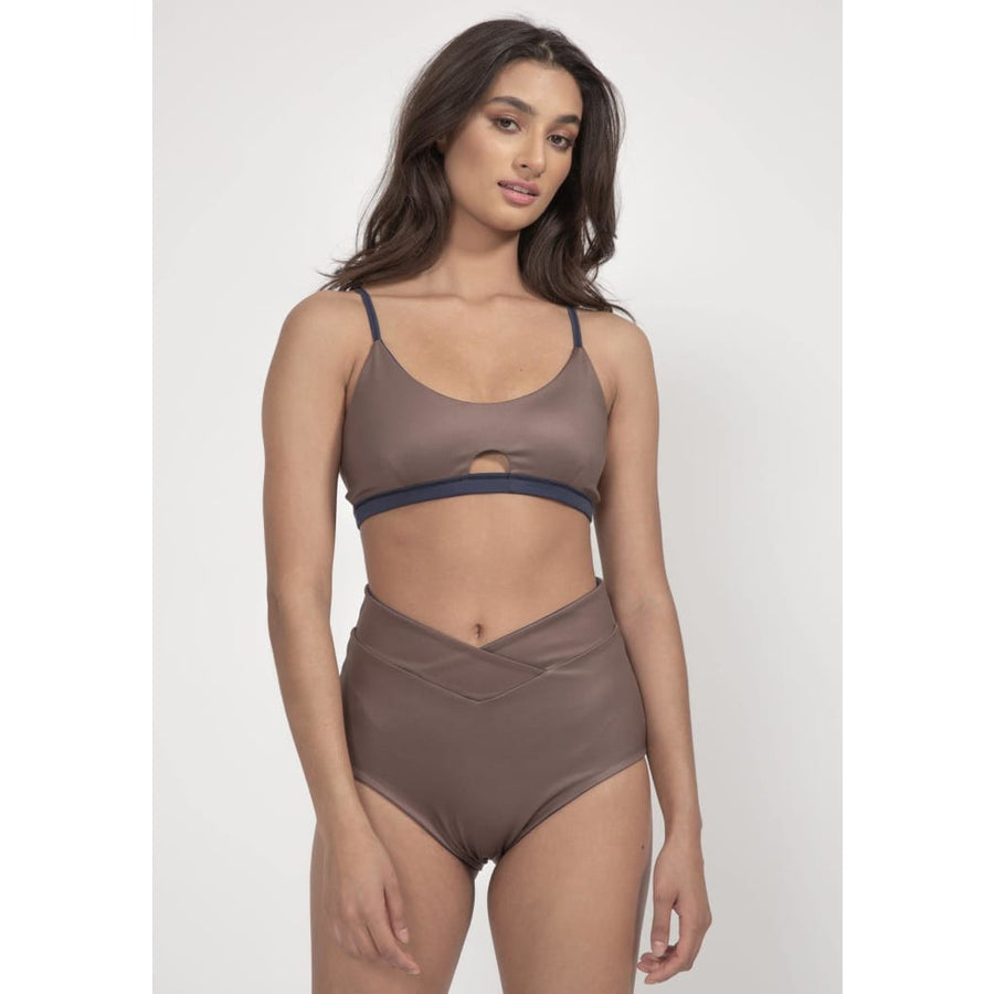 Diani Bikini Top Reversible in Midnight Blue / Mocha - boochen eco-conscious surfwear