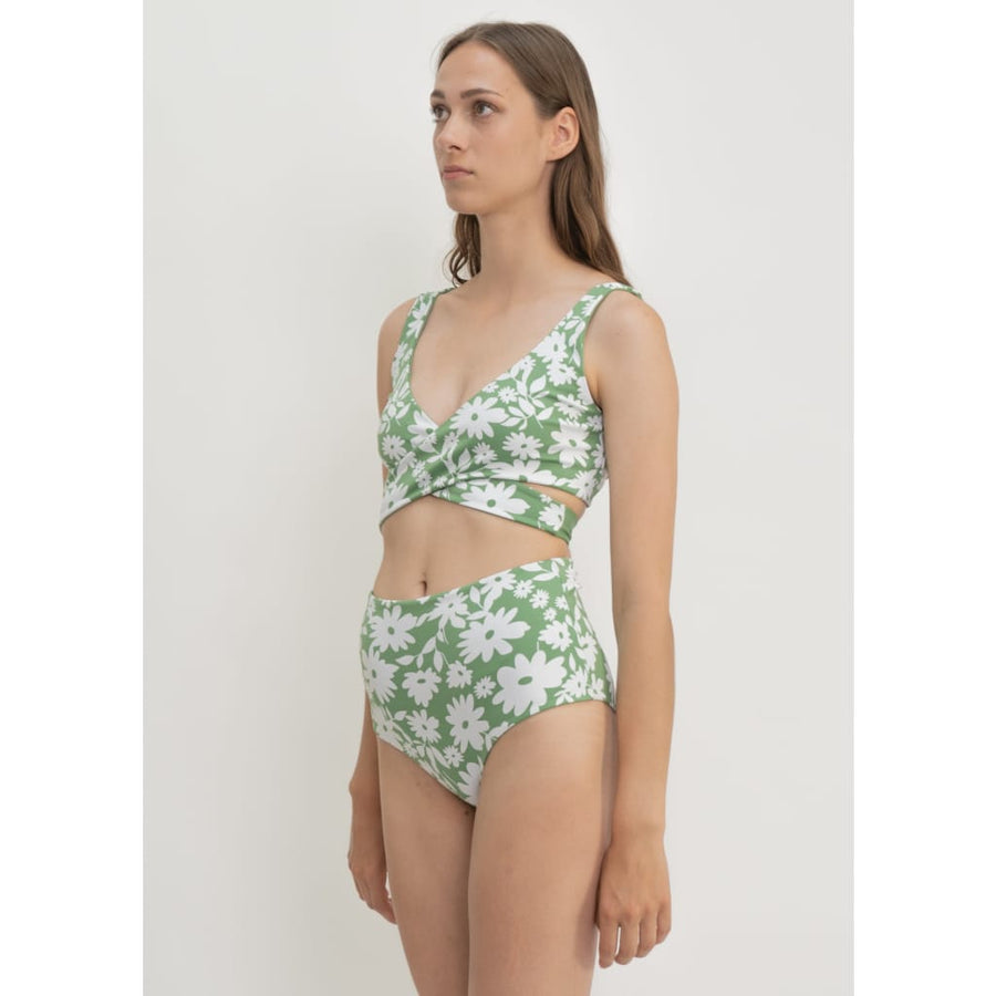 Noja Bottom in Green Moonflower / Mint - bikini bottom