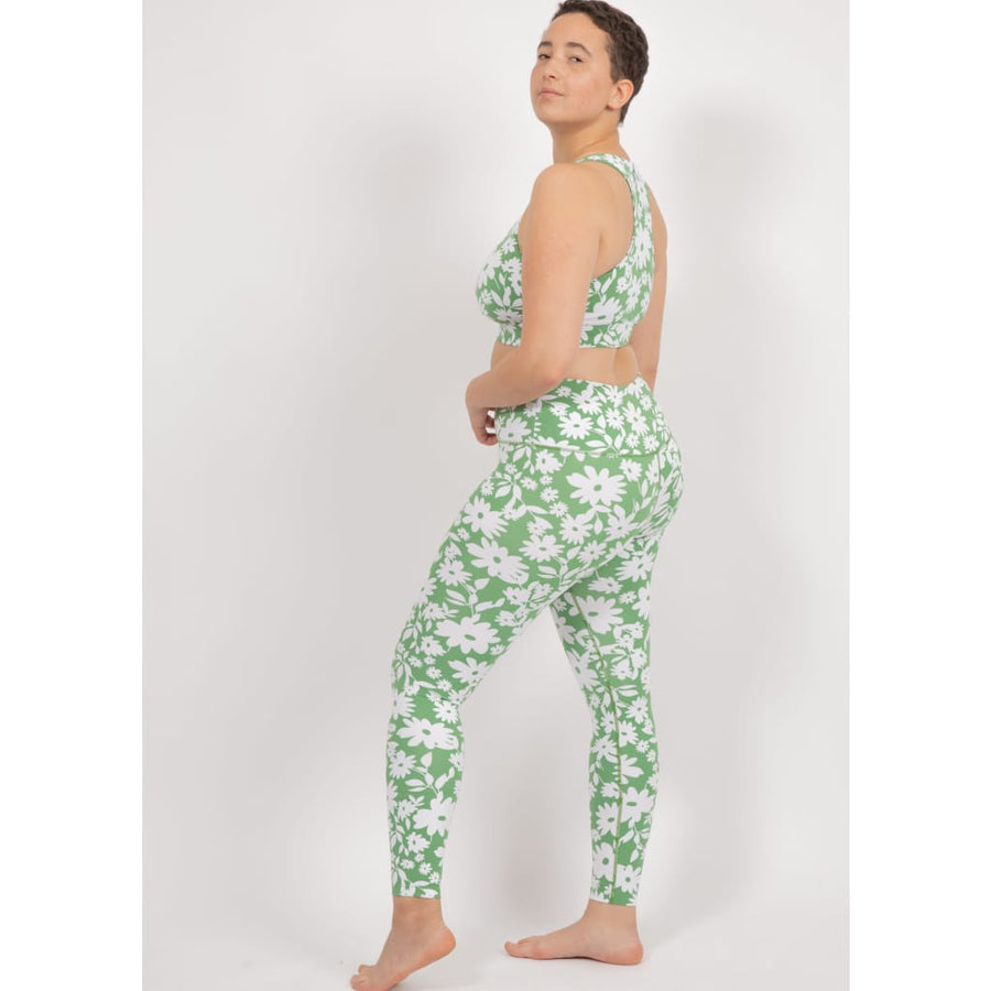 Surf & Yoga Leggings in Green Moonflower - Leggings